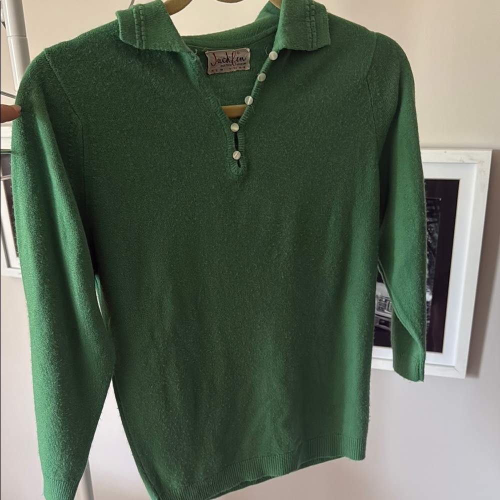 Jacklyn Green Sweater with Button Detail